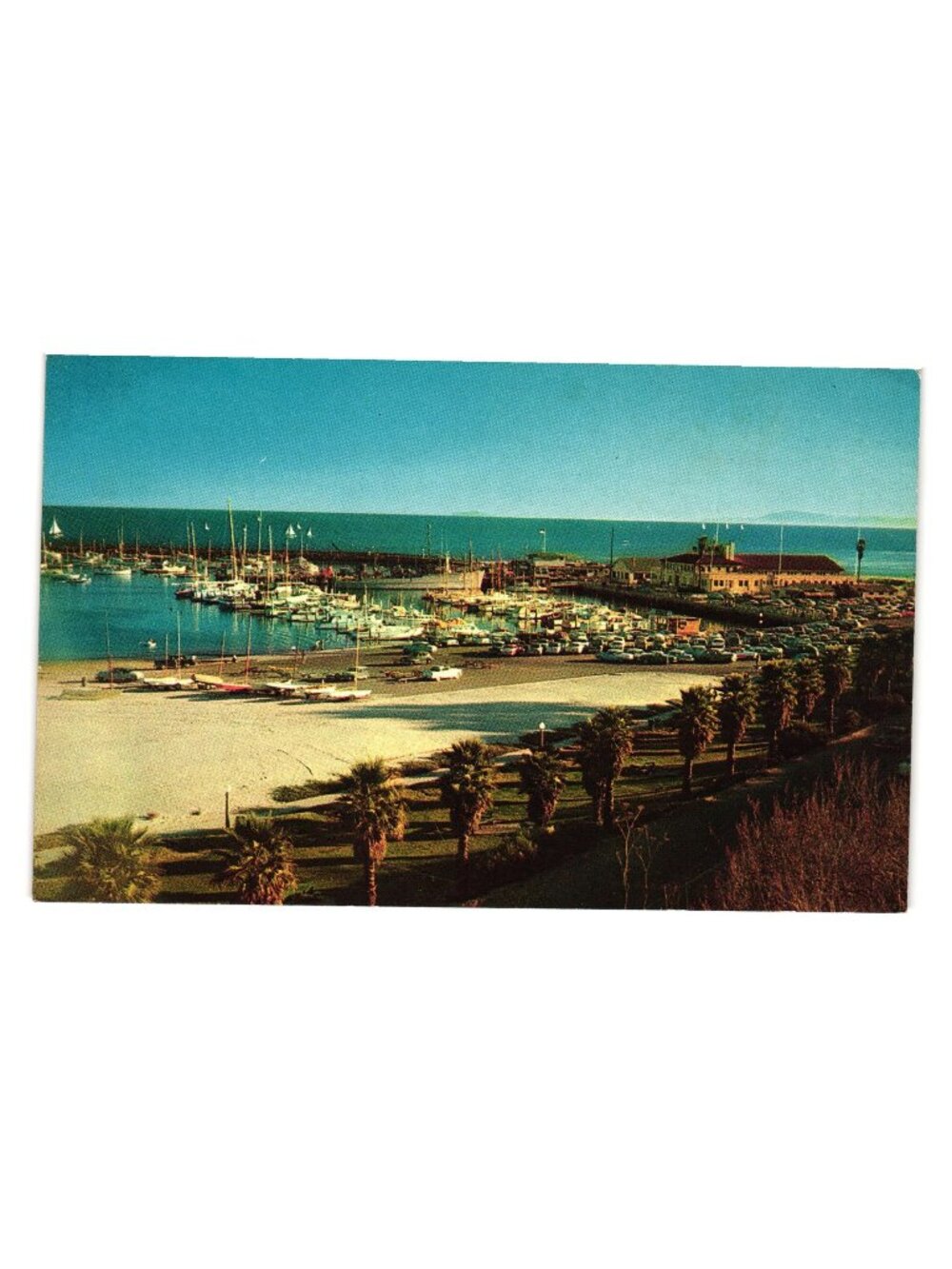 Santa Barbara Yacht Harbor California Postcard Scenic Coastal View Vintage